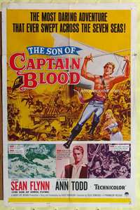 h163 SON OF CAPTAIN BLOOD one-sheet movie poster '63 Sean Flynn, pirates!