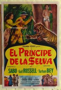 h160 SONG OF INDIA Spanish/U.S. one-sheet movie poster '49 Sabu, Gail Russell, Bey