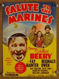 j010 SALUTE TO THE MARINES mini movie window card '43 Wallace Beery