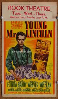 j017 YOUNG MR LINCOLN mini movie window card '39 Henry Fonda, John Ford