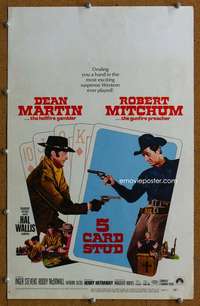 j047 5 CARD STUD movie window card '68 Martin & Mitchum play poker!