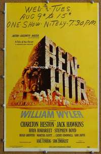 j062 BEN HUR movie window card '60 Charlton Heston, William Wyler