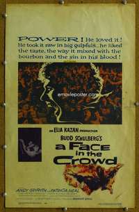 j101 FACE IN THE CROWD movie window card '57 Andy Griffith, Neal