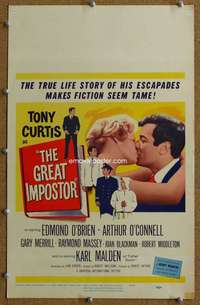 j125 GREAT IMPOSTOR movie window card '61 Tony Curtis, Edmond O'Brien