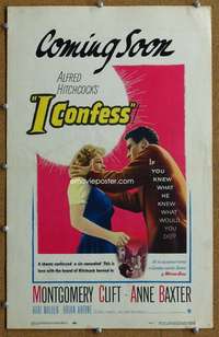 j136 I CONFESS movie window card '53 Alfred Hitchcock, Montgomery Clift