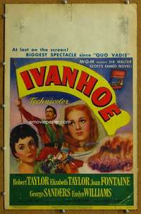 j141 IVANHOE movie window card '52 Elizabeth & Robert Taylor, Fontaine