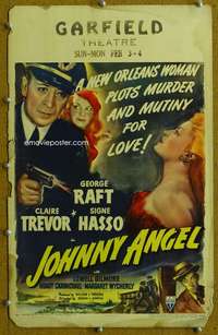 j144 JOHNNY ANGEL movie window card '45 George Raft, Claire Trevor