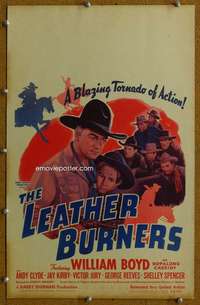 j149 LEATHER BURNERS movie window card '43 Hopalong Cassidy