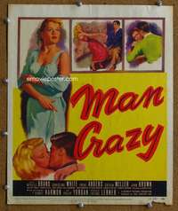j154 MAN CRAZY movie window card '53 very bad girl!