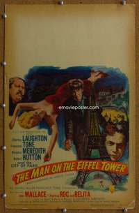 j155 MAN ON THE EIFFEL TOWER movie window card '49 Laughton, film noir!