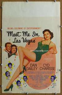 j164 MEET ME IN LAS VEGAS movie window card '56 sexy Cyd Charisse!