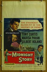 j166 MIDNIGHT STORY movie window card '57 Tony Curtis, San Francisco!