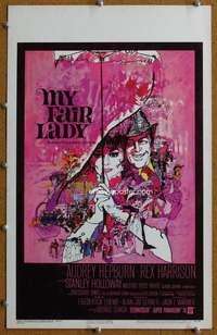 j168 MY FAIR LADY movie window card '64 Audrey Hepburn, Bob Peak art!