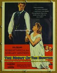 j171 NIGHT OF THE HUNTER movie window card '55 Robert Mitchum, Winters