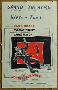 j173 NORTH BY NORTHWEST movie window card '59 Cary Grant, Hitchcock
