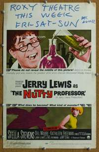 j175 NUTTY PROFESSOR movie window card '63 Jerry Lewis, Stevens
