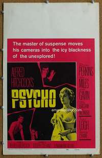 j185 PSYCHO movie window card '60 Leigh, Perkins, Hitchcock