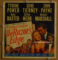 j186 RAZOR'S EDGE movie window card '46 Tyrone Power, Gene Tierney