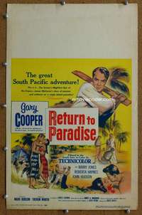 j187 RETURN TO PARADISE movie window card '53 Gary Cooper