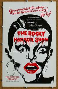 j192 ROCKY HORROR SHOW theater window card '75 Tim Curry on Broadway!