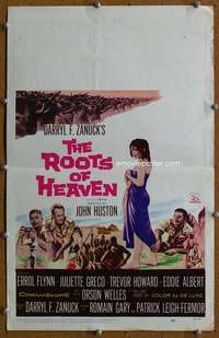 j193 ROOTS OF HEAVEN movie window card '58 Errol Flynn, Julie Greco