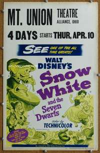j201 SNOW WHITE & THE SEVEN DWARFS movie window card R51 Disney classic!