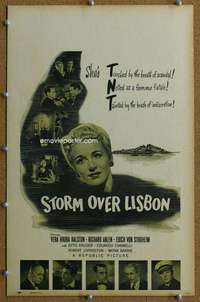 j208 STORM OVER LISBON movie window card '44 Vera Ralston, von Stroheim