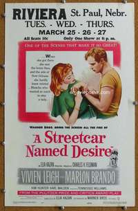 j209 STREETCAR NAMED DESIRE movie window card '51 Brando, Vivien Leigh