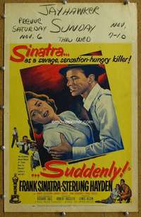 j211 SUDDENLY movie window card '54 mad-dog killer Frank Sinatra!