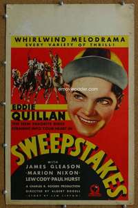 j213 SWEEPSTAKES movie window card '31 Eddie Quillan, horse racing!