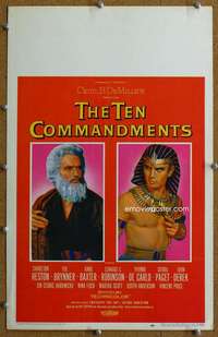 j215 TEN COMMANDMENTS movie window card '56 Heston, Brynner, DeMille