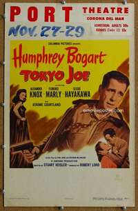 j225 TOKYO JOE movie window card '50 Humphrey Bogart in Japan!