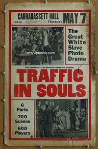 j230 TRAFFIC IN SOULS movie window card '13 wild early white slavery!