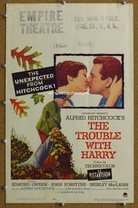j231 TROUBLE WITH HARRY movie window card '55 Alfred Hitchcock