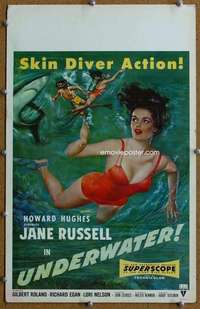 j233 UNDERWATER movie window card '55 super sexy scuba Jane Russell!