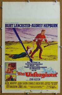 j234 UNFORGIVEN movie window card '60 Burt Lancaster, Hepburn