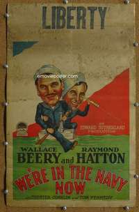 j244 WE'RE IN THE NAVY NOW movie window card '26 Wallace Beery, Hatton