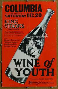 j247 WINE OF YOUTH movie window card '24 King Vidor, cool bottle design!