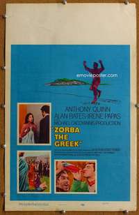 j255 ZORBA THE GREEK movie window card '65 Anthony Quinn, Cacoyannis