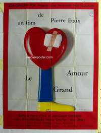 k107 GREAT LOVE French one-panel movie poster '69 cool heart image!