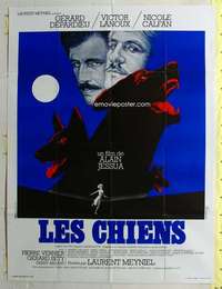 k081 DOGS French one-panel movie poster '79 Gerard Depardieu, biting dogs!