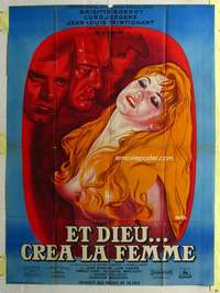 k056 AND GOD CREATED WOMAN French one-panel movie poster R64 sexy Bardot!