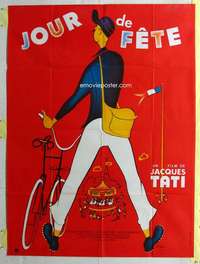 k115 JOUR DE FETE French one-panel movie poster R70s Jacques Tati, Peron art
