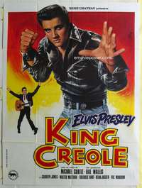 k118 KING CREOLE French 1p R80s best different artwork of tough Elvis Presley by Jean Mascii!