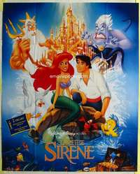 k130 LITTLE MERMAID French one-panel movie poster '89 Ariel and the cast!