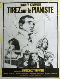 k165 SHOOT THE PIANO PLAYER French one-panel movie poster R70s F. Truffaut