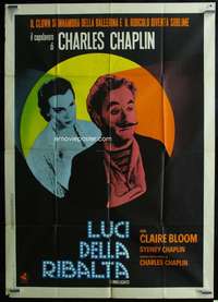 k431 LIMELIGHT Italian 1p R70s close up of aging Charlie Chaplin & pretty young Claire Bloom!