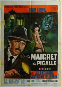 k440 MAIGRET A PIGALLE Italian one-panel movie poster '67 sexy Gasparri art!