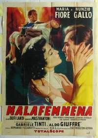 k441 MALAFEMMENA Italian one-panel movie poster '57 Armando Fizzarotti