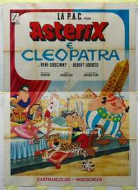 k256 ASTERIX & CLEOPATRA Italian two-panel movie poster '69 French cartoon!